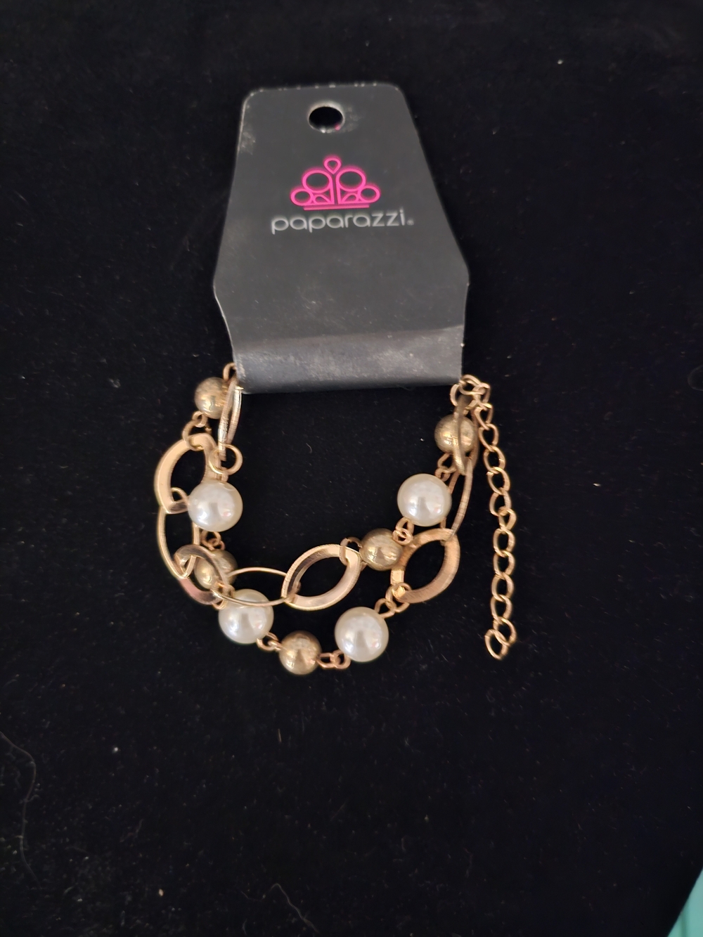 paparazzi Gold-Tone Pearl & Link Layered Bracelet